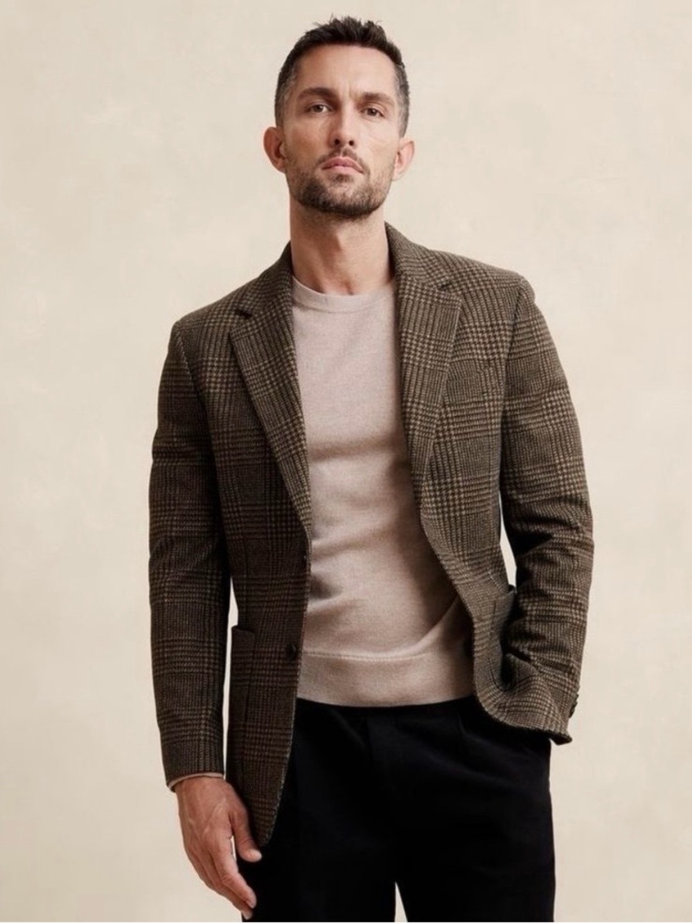 Banana Republic Brown Taupe Glen Plaid Blazer